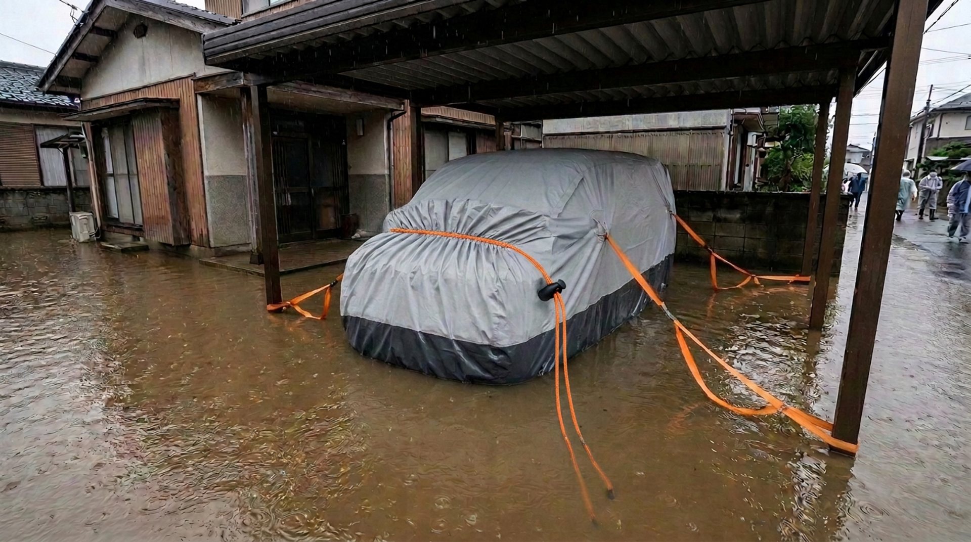 密閉された袋の中で浮上する車